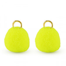 Pompom charm with loop 10mm - Gold-neon yellow